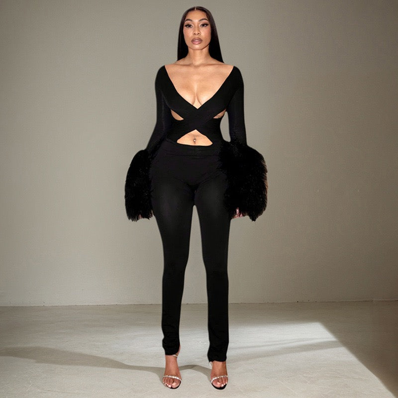 Jadya Fur Jumpsuit